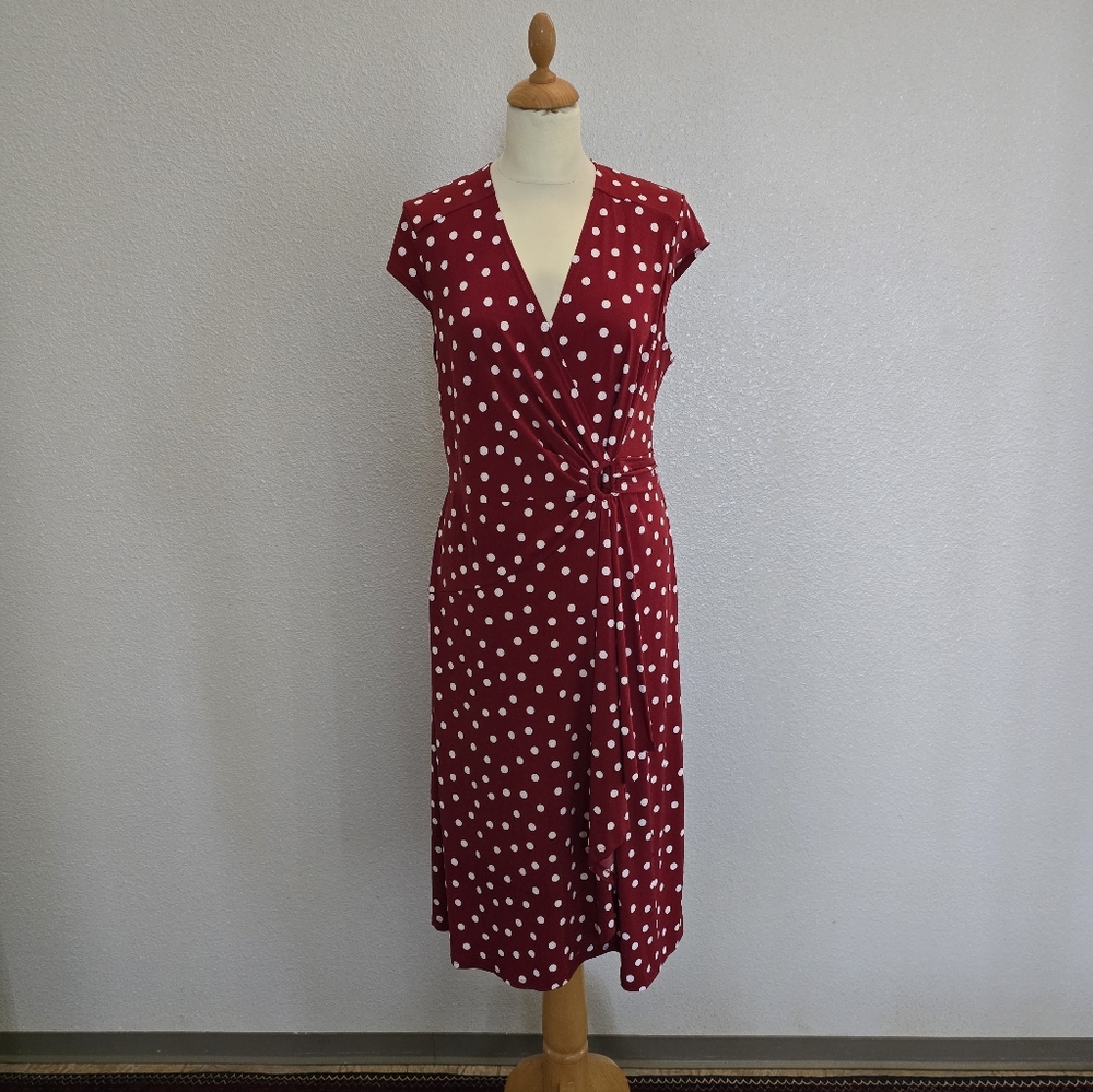 Robbie Bee Red and White Polka Dot Midi Dress